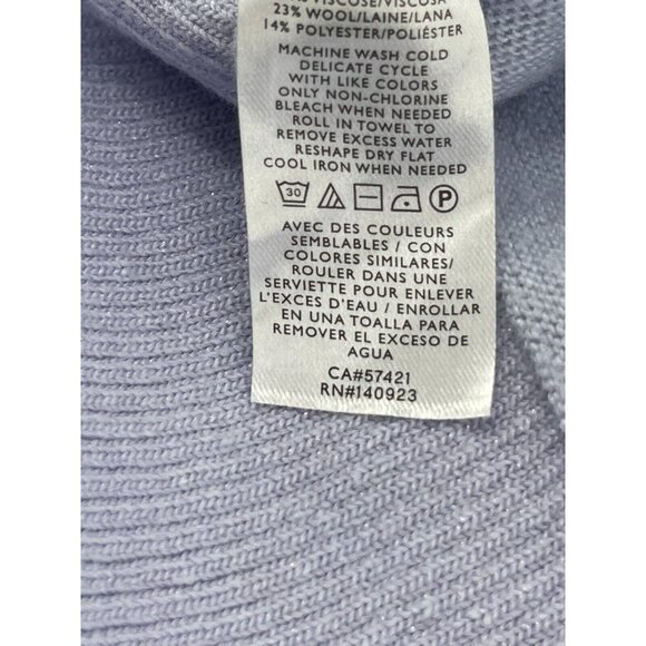 Ann Taylor Loft Women's Long Sleeve Blue Knit Sweater Open Fan Pattern Size S - Picture 6 of 10